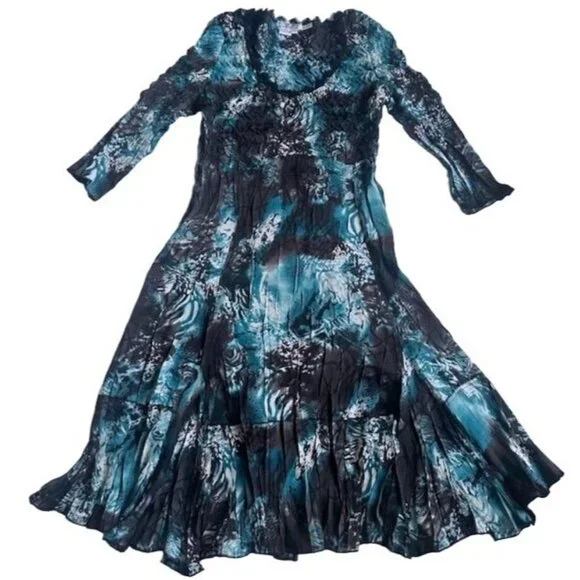 Alberto Makali | Dresses | Alberto Makali Y2k Crinkle Dress M Teal Blue Black Abstract Pattern Size M | Poshmark Alberto Makali | Dresses | Alberto Makali Y2k Crinkle Dress M Teal Blue Black Abstract Pattern Size M | Poshmark
